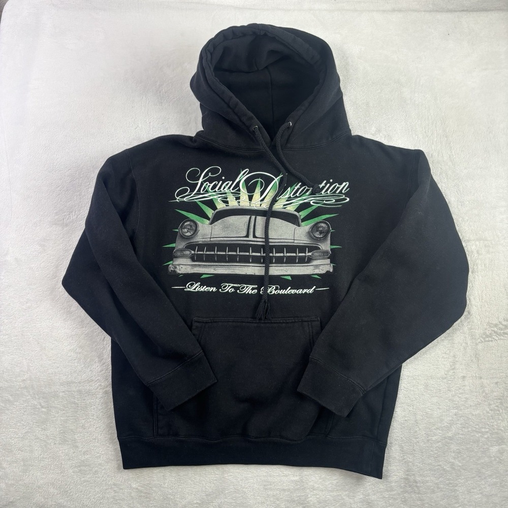 VTG Social Distortion Listen to the Boulevard Black Graphic Band Hoodie Mens M